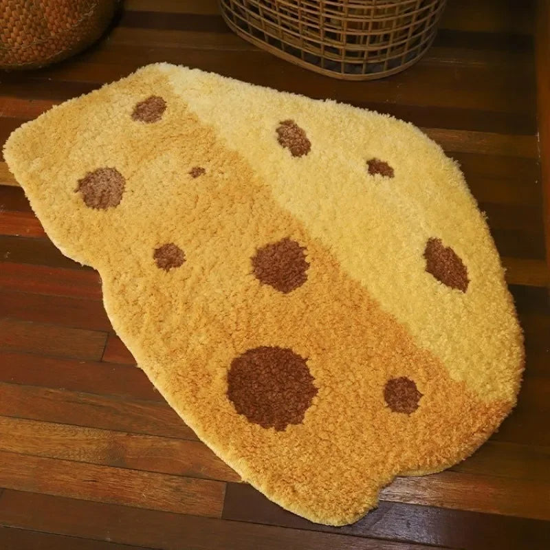 Cute Cheese Tufting Rugs for Bedroom Plush Fluffy Cartoon Carpets Living Room Decor Area Rug Soft Non-slip Flocking Floor Mats