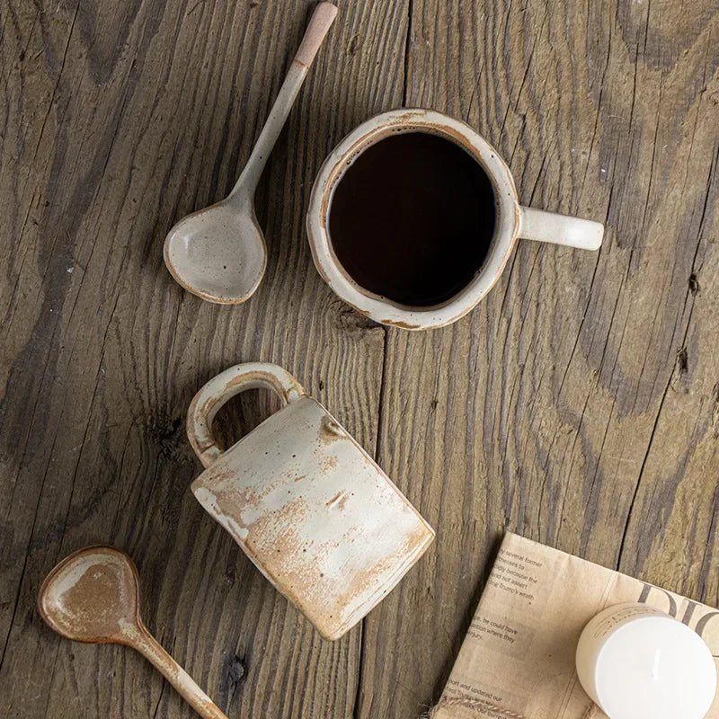 Retro Ceramic Coffee Mug handcrafted rustic coffee and vintage tea cup 