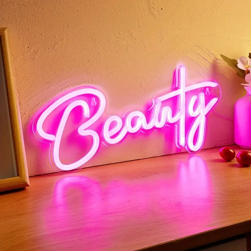 Beauty hot pink neon light for beauty salon powder room bedroom decor