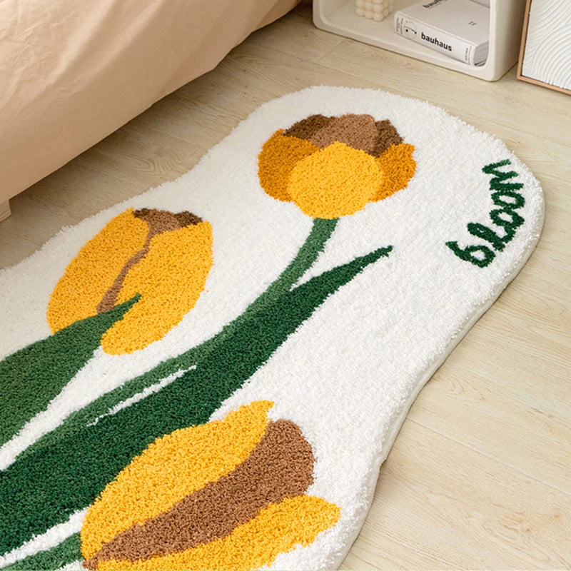 tulip print tufted carpet rug non slip rug plush carpet floral print tulip carpet