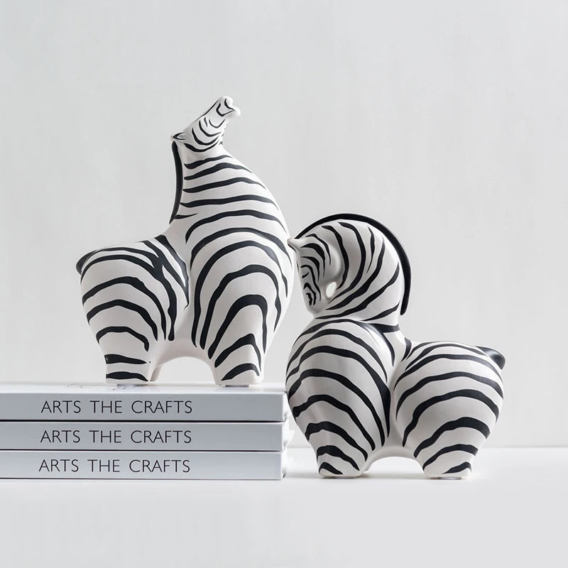 Luxury Aesthetic Figurines Ceramic Zebra Decorations Home Living Room Bookcase Shelf Bedroom Accessories Office Table Art Luxury Aesthetic Animal Figurines