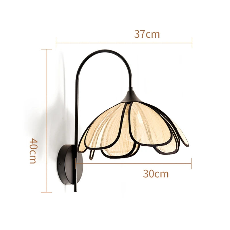 petal bloom iron wall lamp abaca fiber cloth shade bohemian style wall lamp