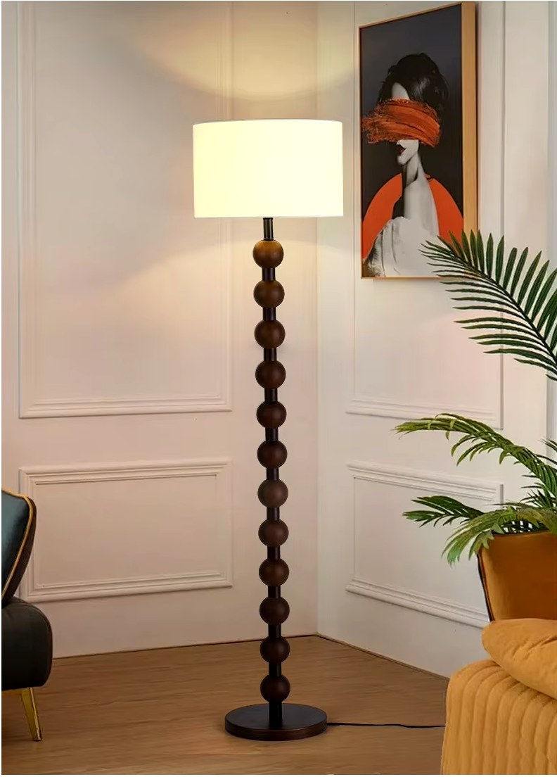 Lana Wood Rounds Table & Floor Lamp