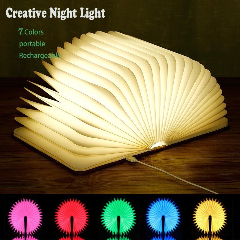 Creative Book Night Light Rechargeable Folding Lamp