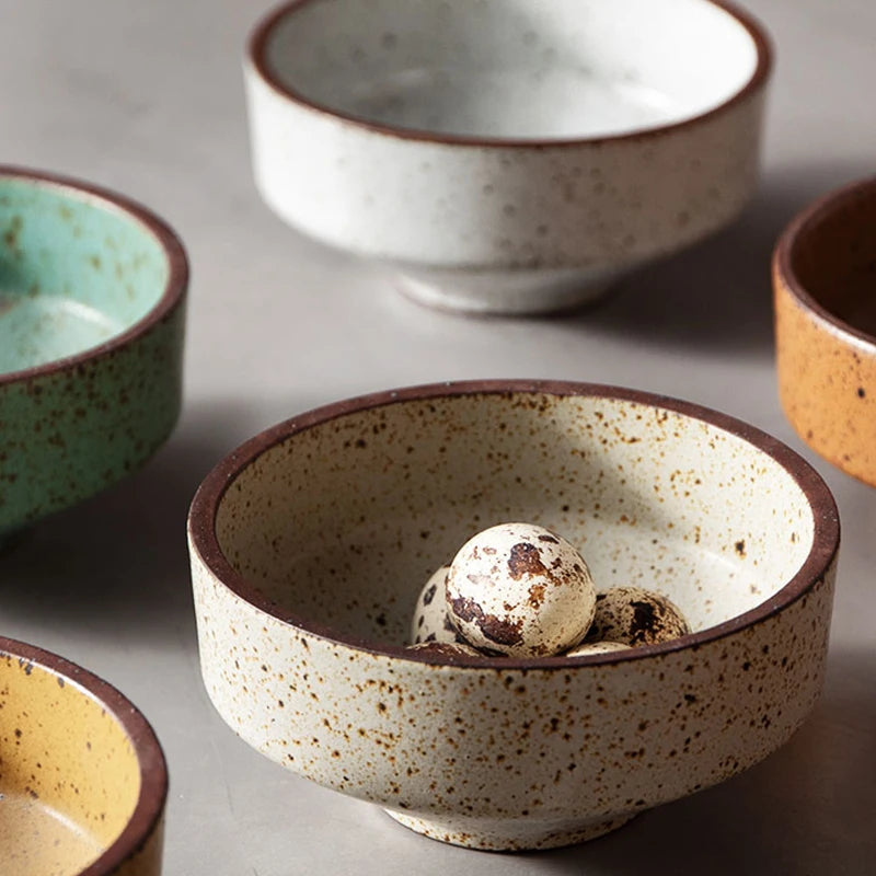 Ceramic dinner bowls speckled glazed finish earthenware rustic bowls