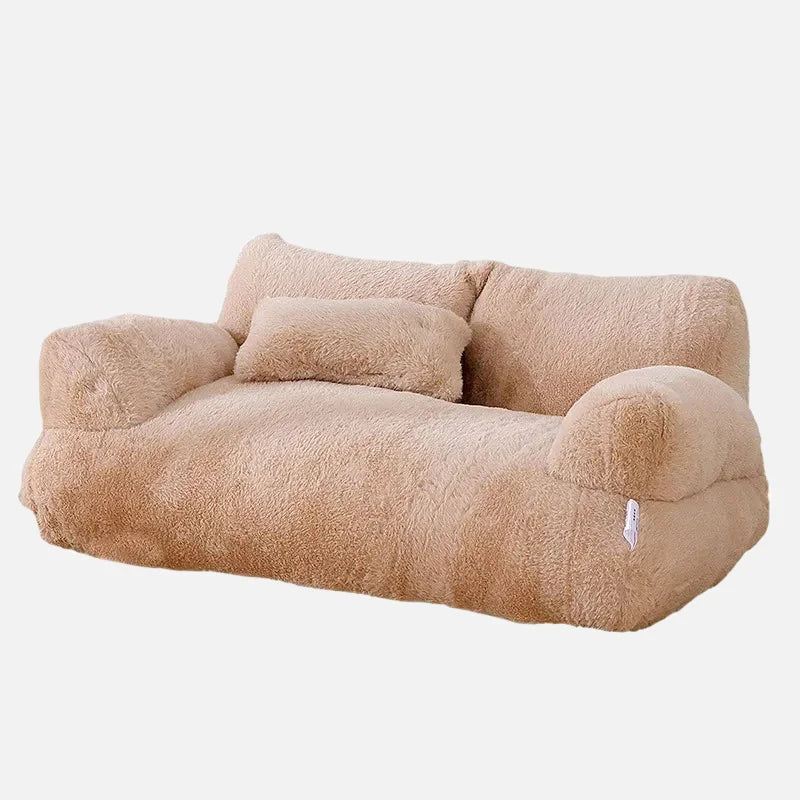 Non-slip Soft plush pet sofa with thick cushion anti-slip base and pillow