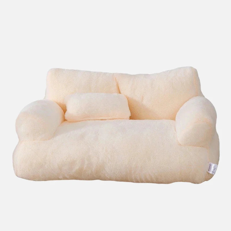 Non-slip Soft plush pet sofa with thick cushion anti-slip base and pillow