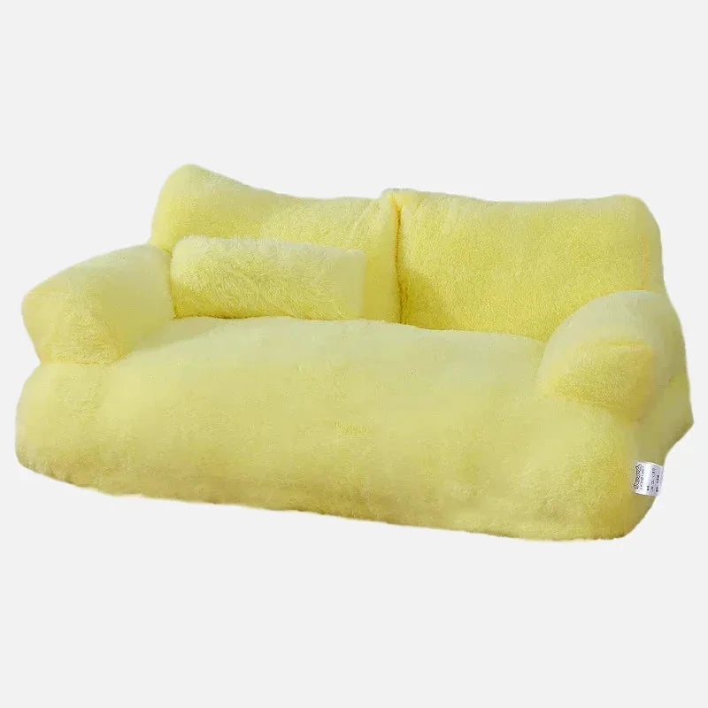 Non-slip Soft plush pet sofa with thick cushion anti-slip base and pillow