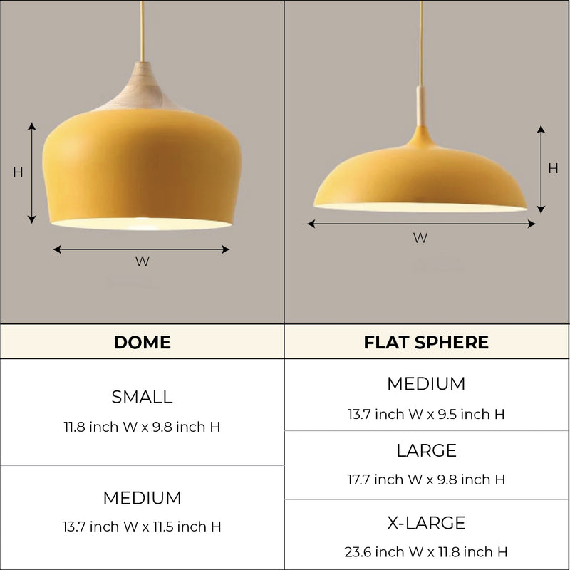 Soft Pastel Palette Pendant Lights in Metal & Wood