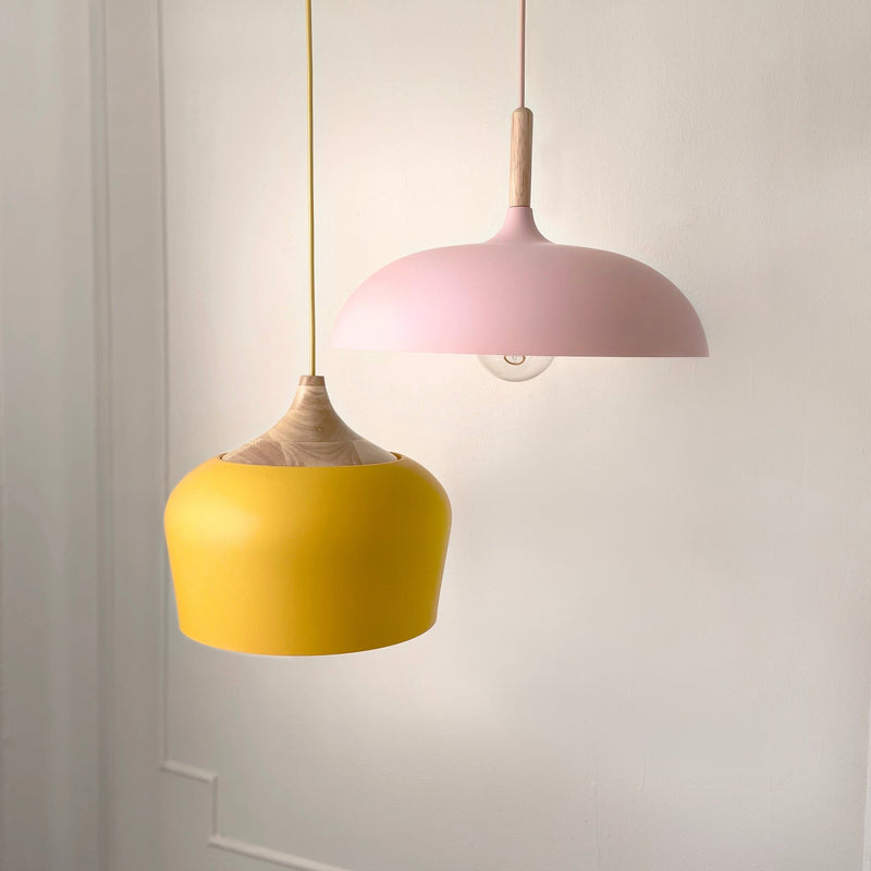 Soft Pastel Palette Pendant Lights in Metal & Wood - Final Sale