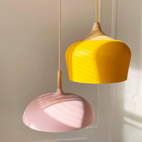 Soft Pastel Palette Pendant Lights in Metal & Wood - Final Sale