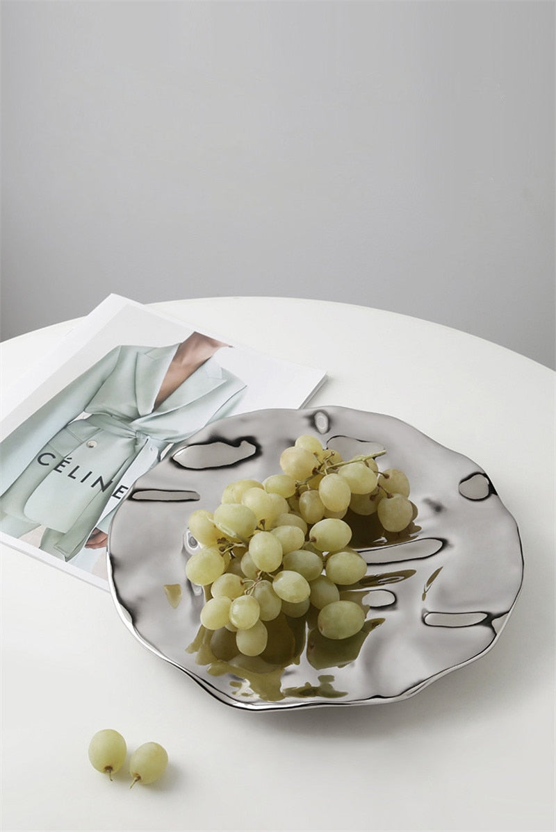 Studio Ceramic Chrome Decorative Plate