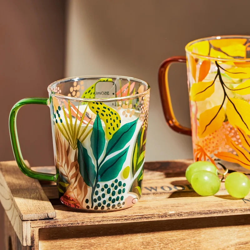 Summer Leaf Glass Mug