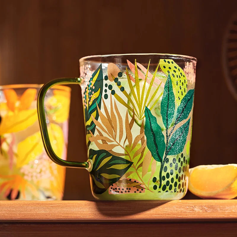 Summer Leaf Glass Mug