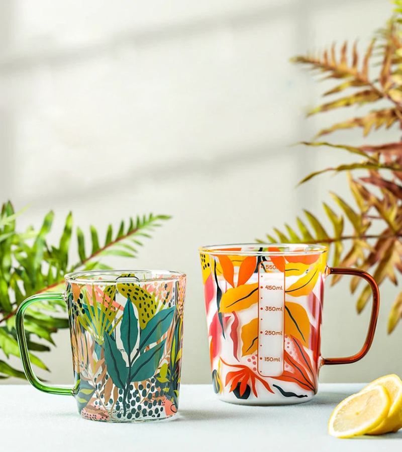 Summer Leaf Glass Mug