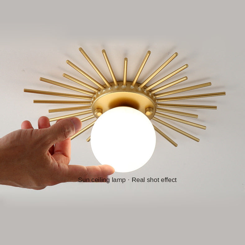 Sun Rays Glass & Gold Ceiling Lamp