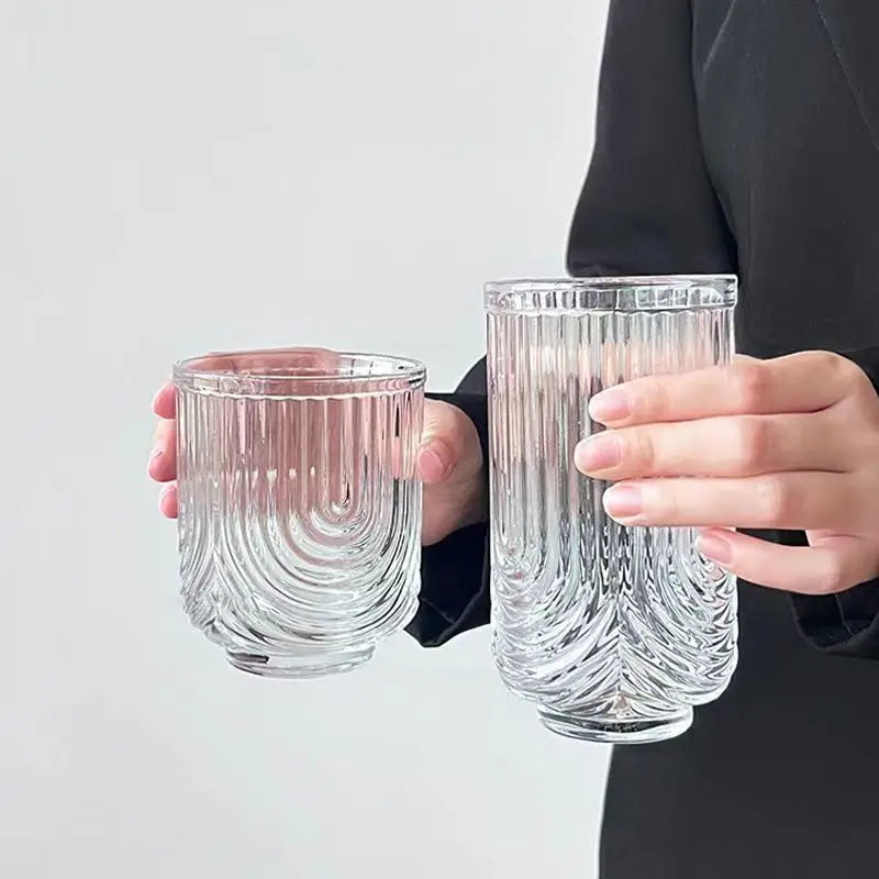 Vintage Glass Cup textured glass cups for hot and cold drinks borosilicate glass cups