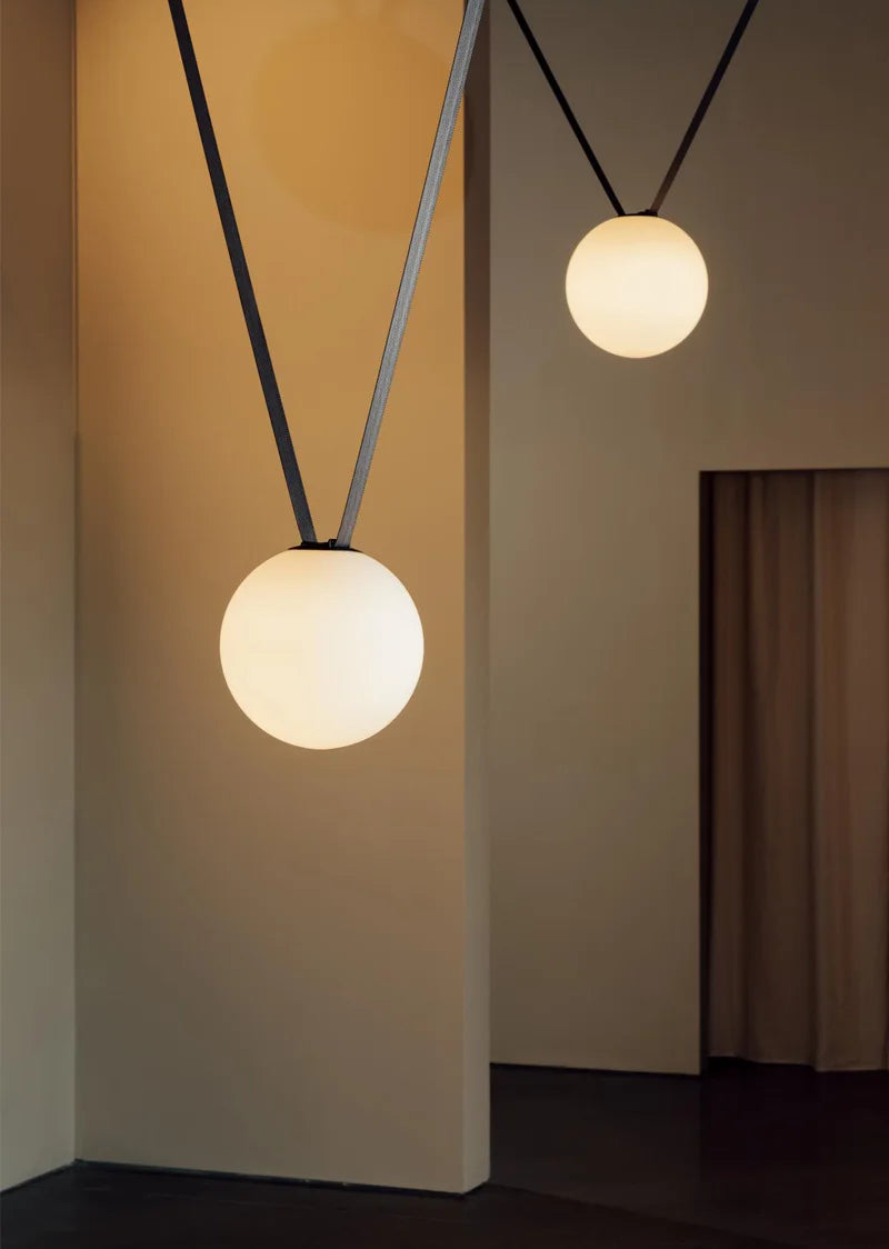 belted pendant light suspended sphere hanging light artistic pendant light