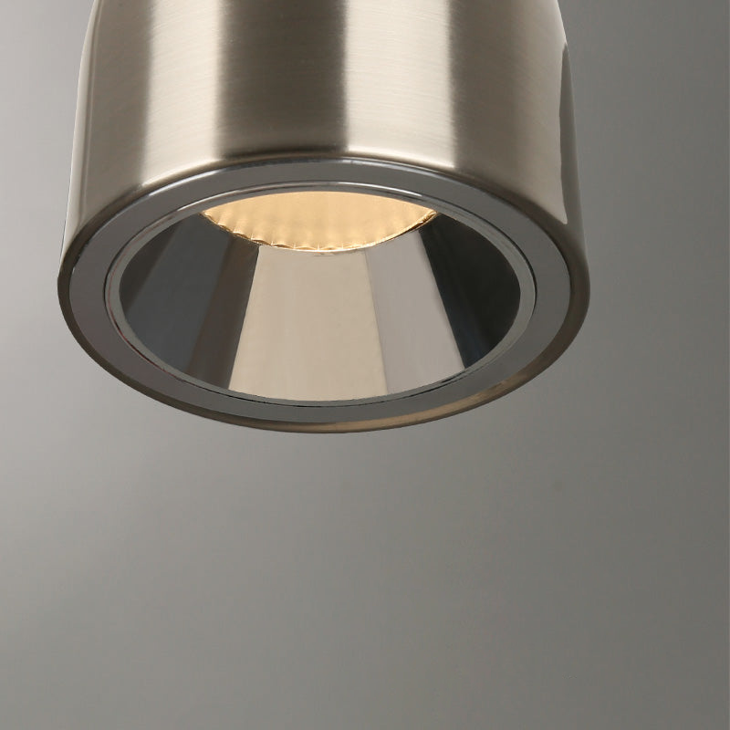 Nickel Silver Pendant Lamp LED Cylindrical Modern Style for Dining or Room Bar