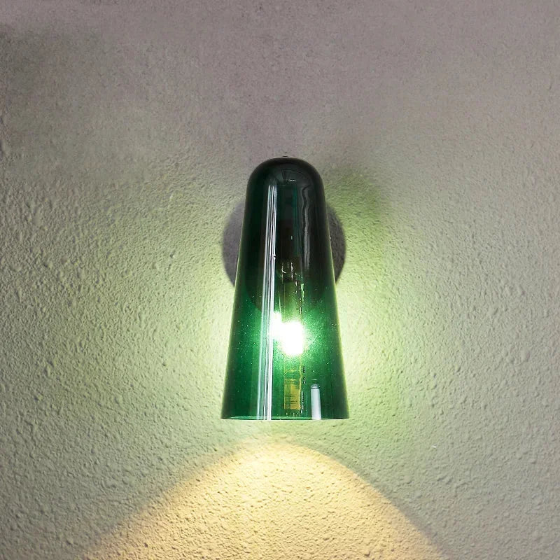 Modern Green Gold Glass Wall Sconce Hand-Blown Glass Indoor Light Fixture for Bedroom Hallway Corridor