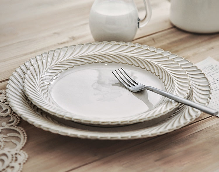 Vintage Leaf Design ceramic porcelain Dinnerware luxury high quality