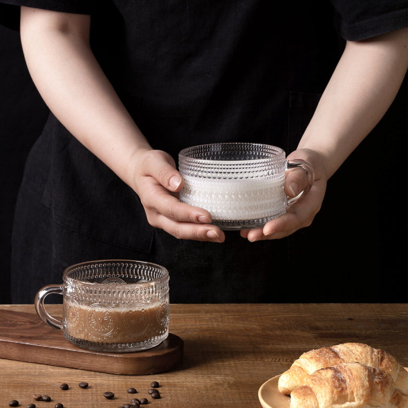 Vintage Texture Glass Cup with Handle