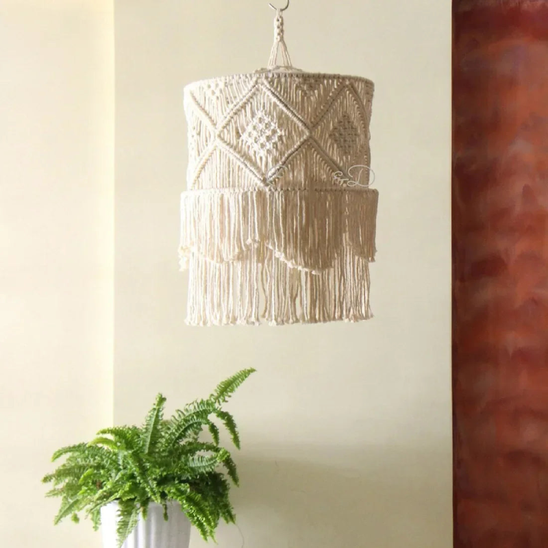 Wall Hanging Tapestry Lampshade woven macrame cotton tapestry lamp