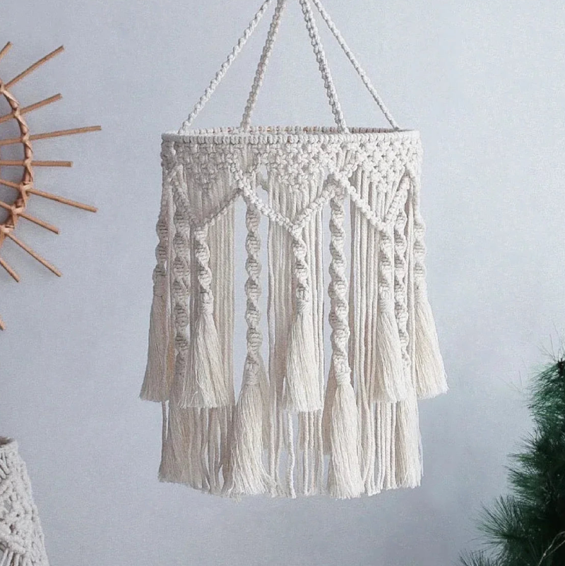 Wall Hanging Tapestry Lampshade woven macrame cotton tapestry lamp