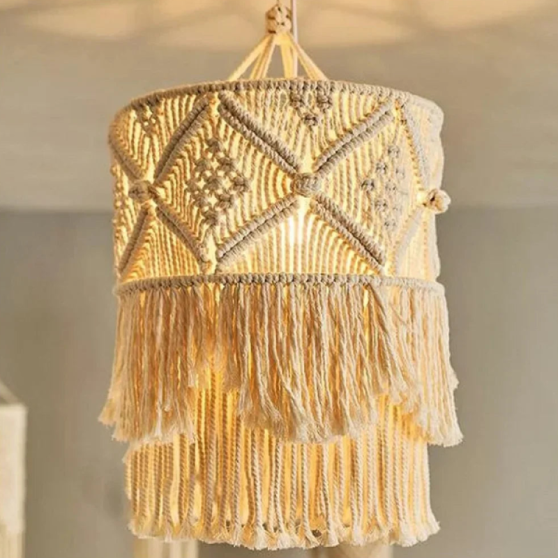 Wall Hanging Tapestry Lampshade woven macrame cotton tapestry lamp