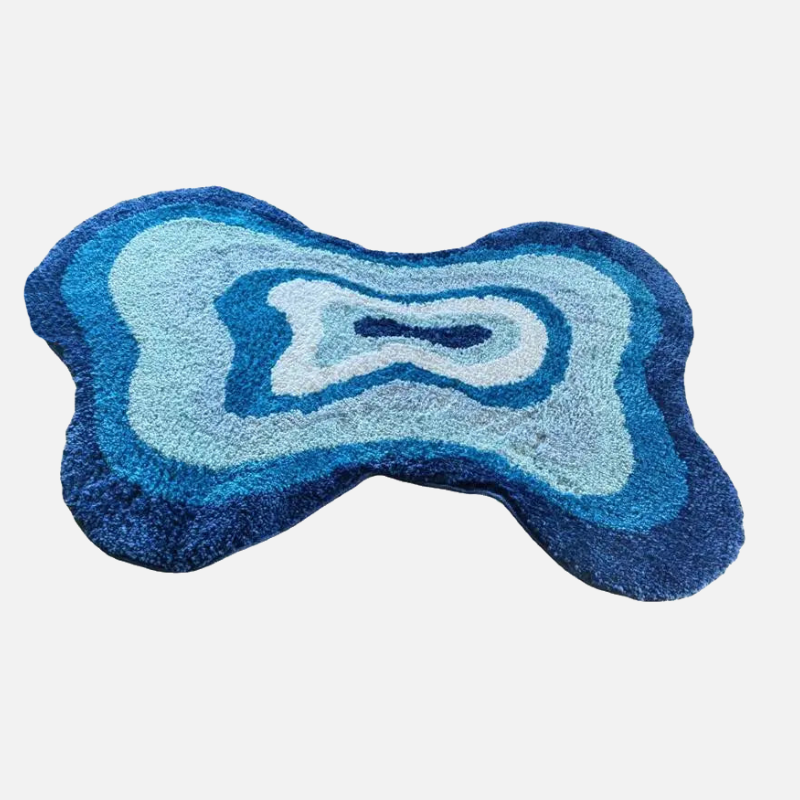 Tufted Bath Mat Optic design blue monochrome