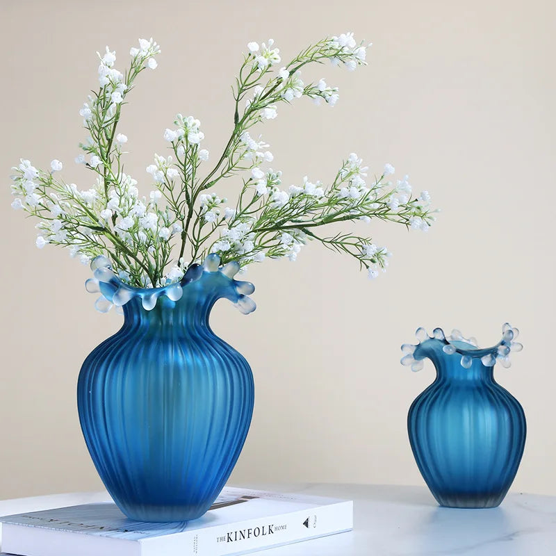 elegant wave ripple vase with ruffled rim