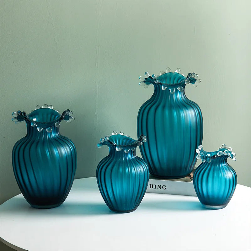 elegant wave ripple vase with ruffled rim