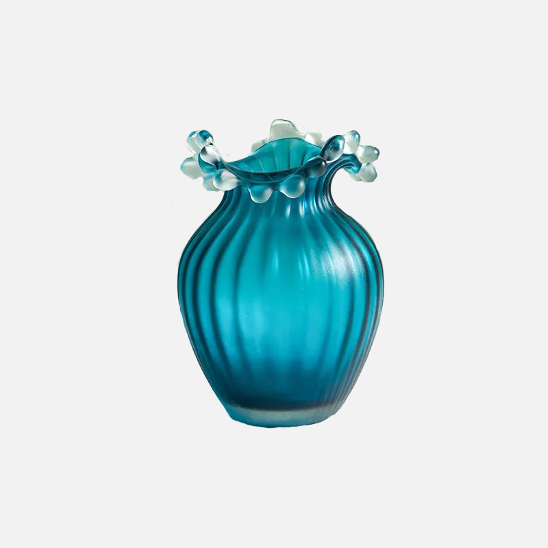 elegant wave ripple vase with ruffled rim