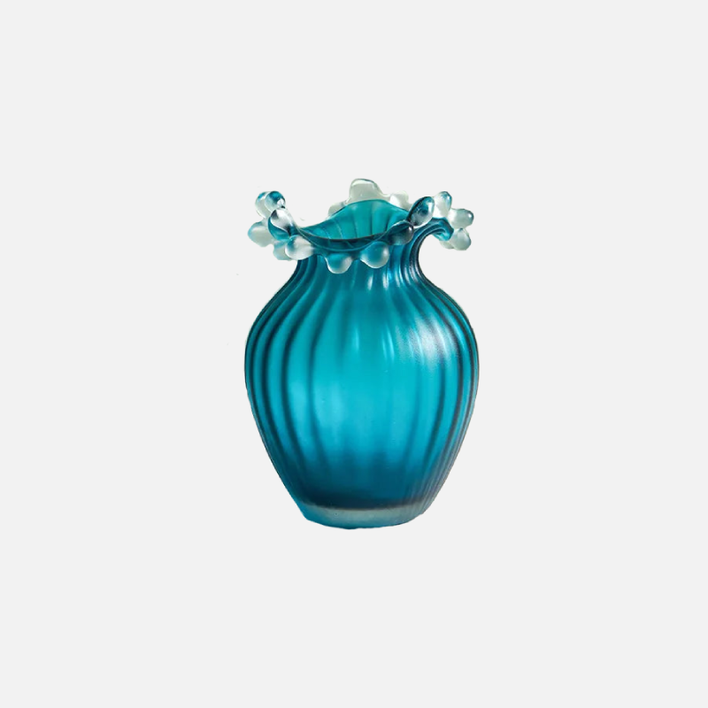 elegant wave ripple vase with ruffled rim