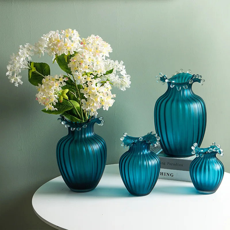 elegant wave ripple vase with ruffled rim