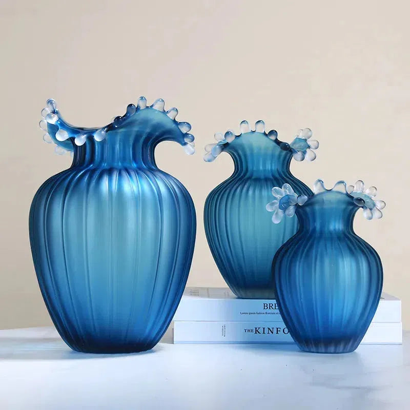 elegant wave ripple vase with ruffled rim