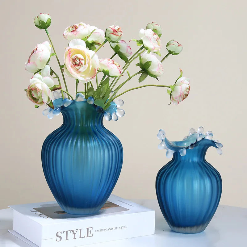 elegant wave ripple vase with ruffled rim