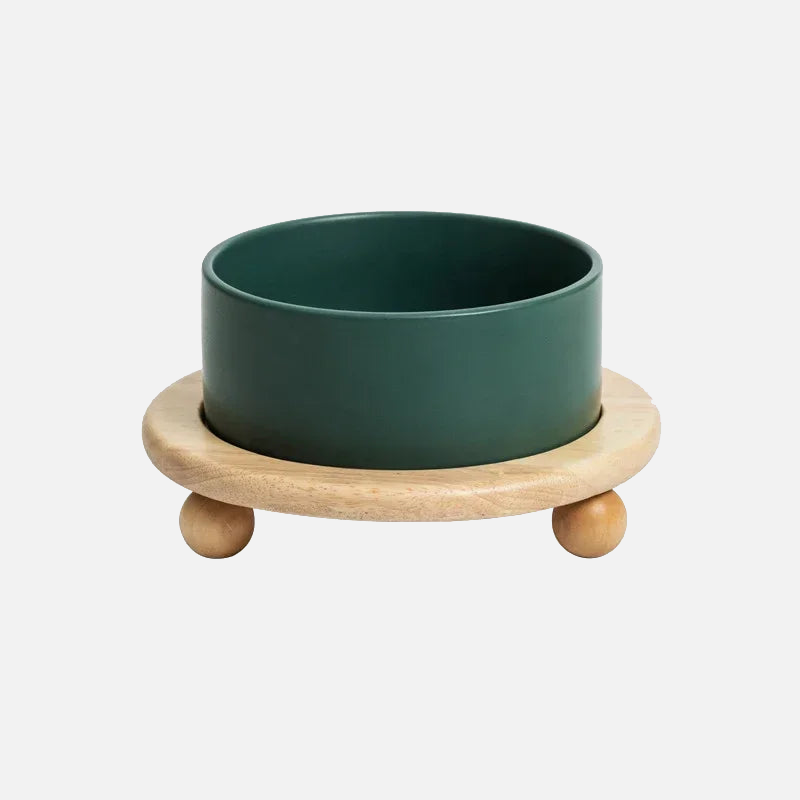 pet feeding bowl ceramic bowls with elevated wooden stand large capacity