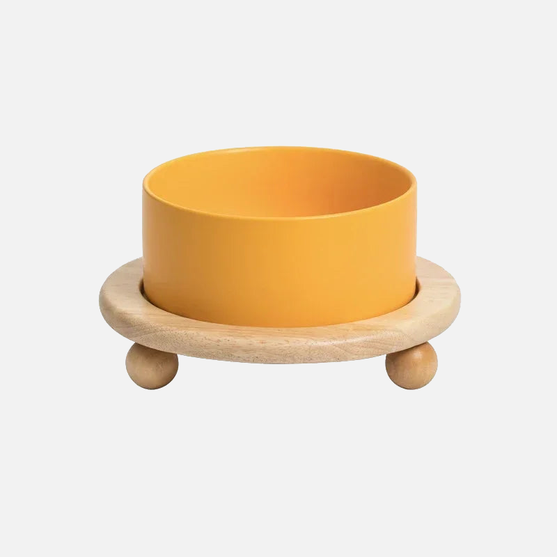 pet feeding bowl ceramic bowls with elevated wooden stand large capacity