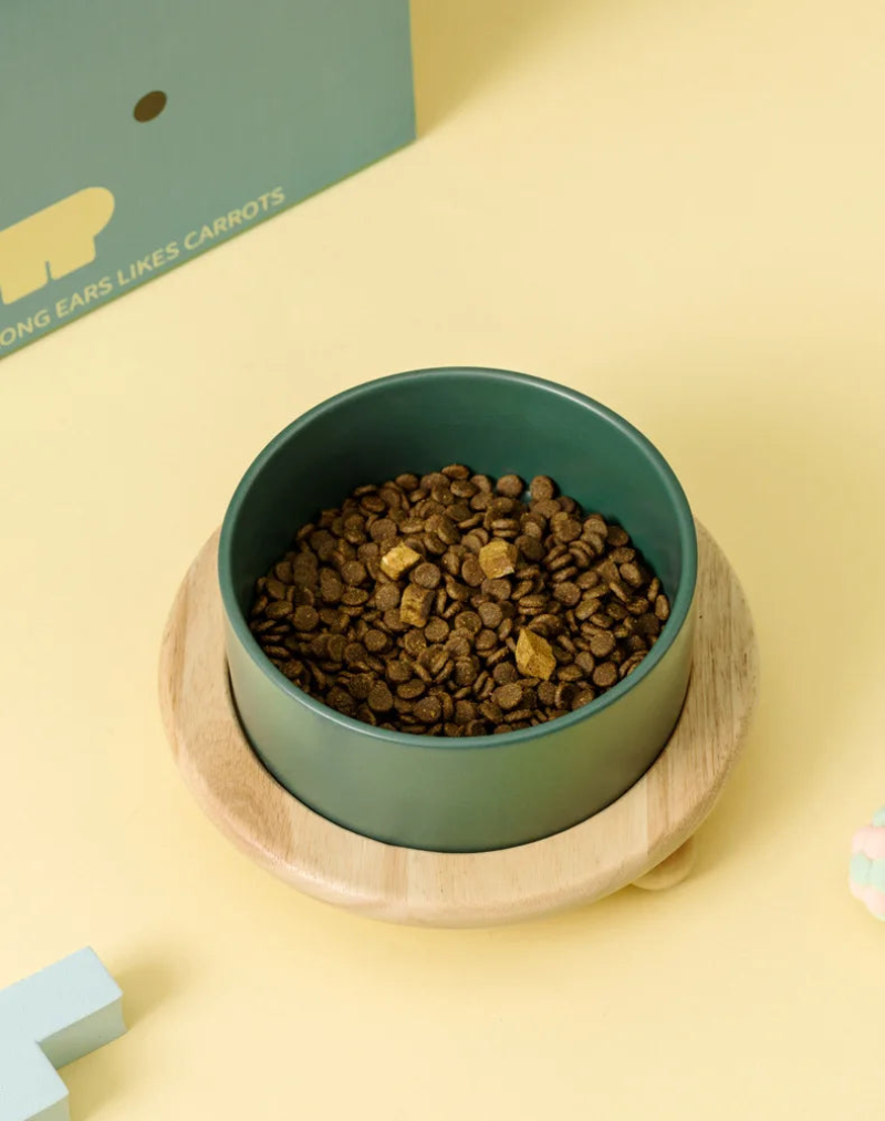 pet feeding bowl ceramic bowls with elevated wooden stand large capacity