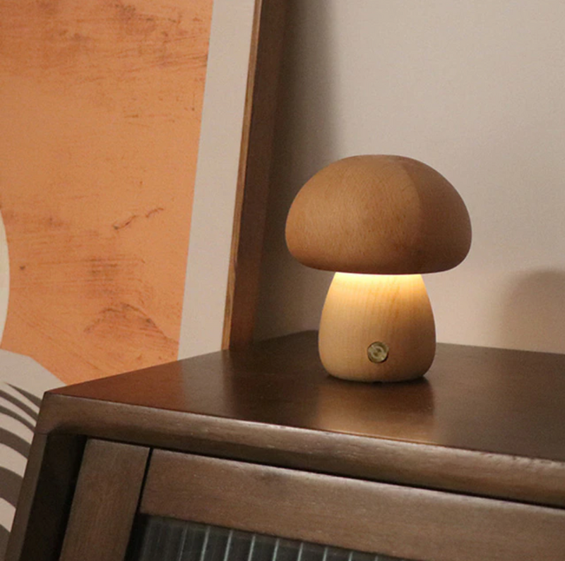 Wood Effect Mushroom Cordless Table Lamp