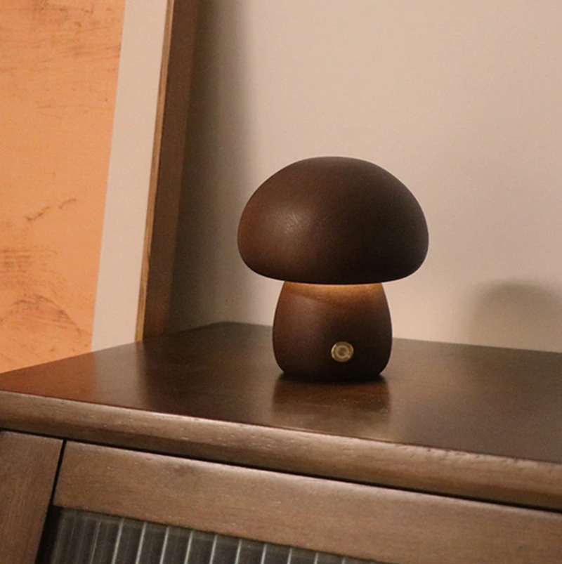 Wood Effect Mushroom Cordless Table Lamp