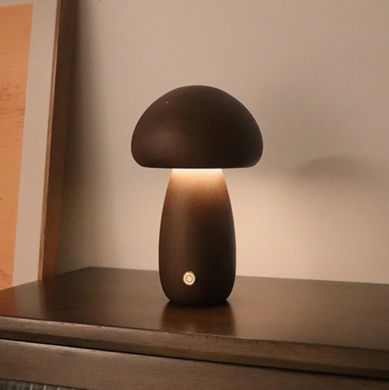 Wood Effect Mushroom Cordless Table Lamp