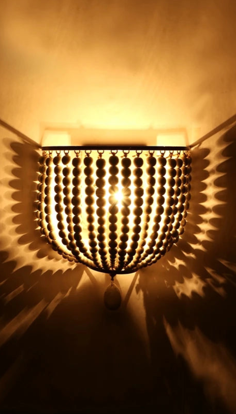 Wooden Bead Wall Lamp