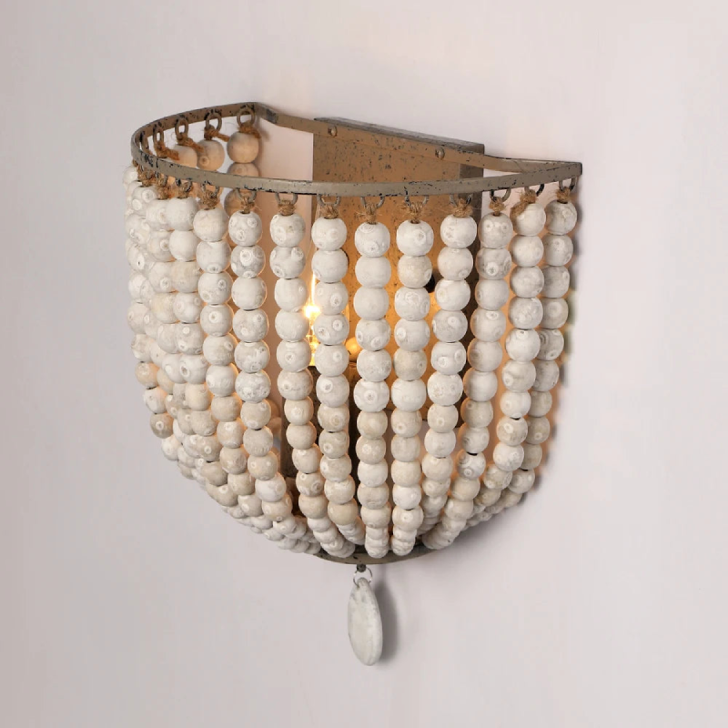 Wooden Bead Wall Lamp