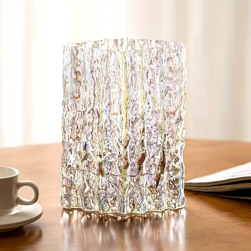 Arctic Ice Textured Glass Vase