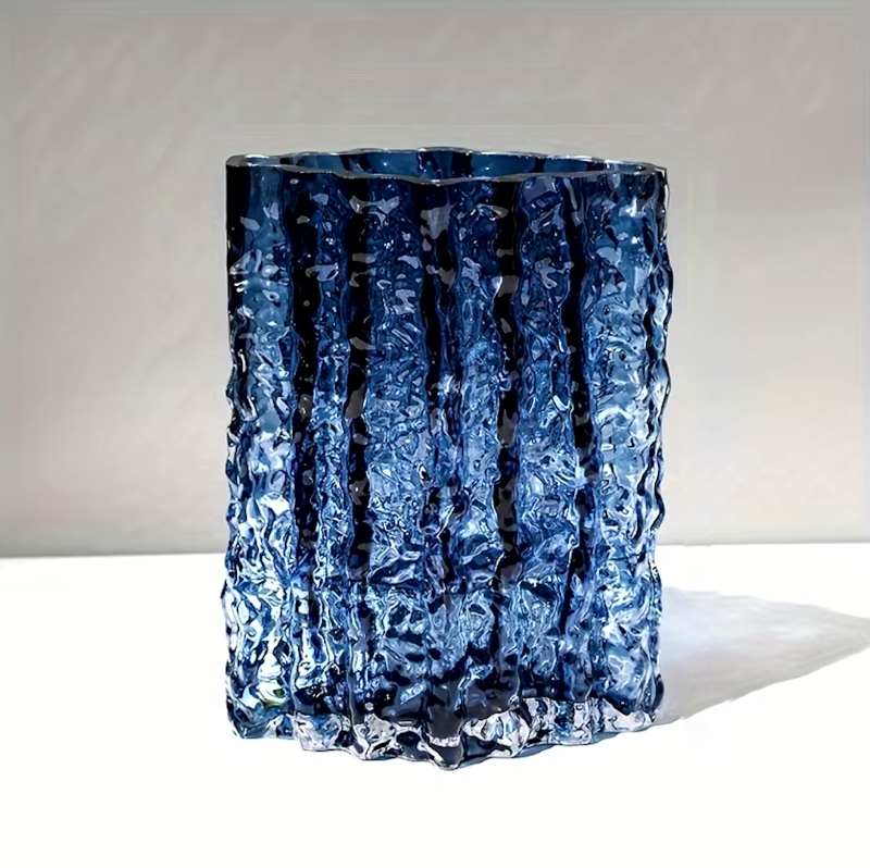 Arctic Ice Textured Glass Vase