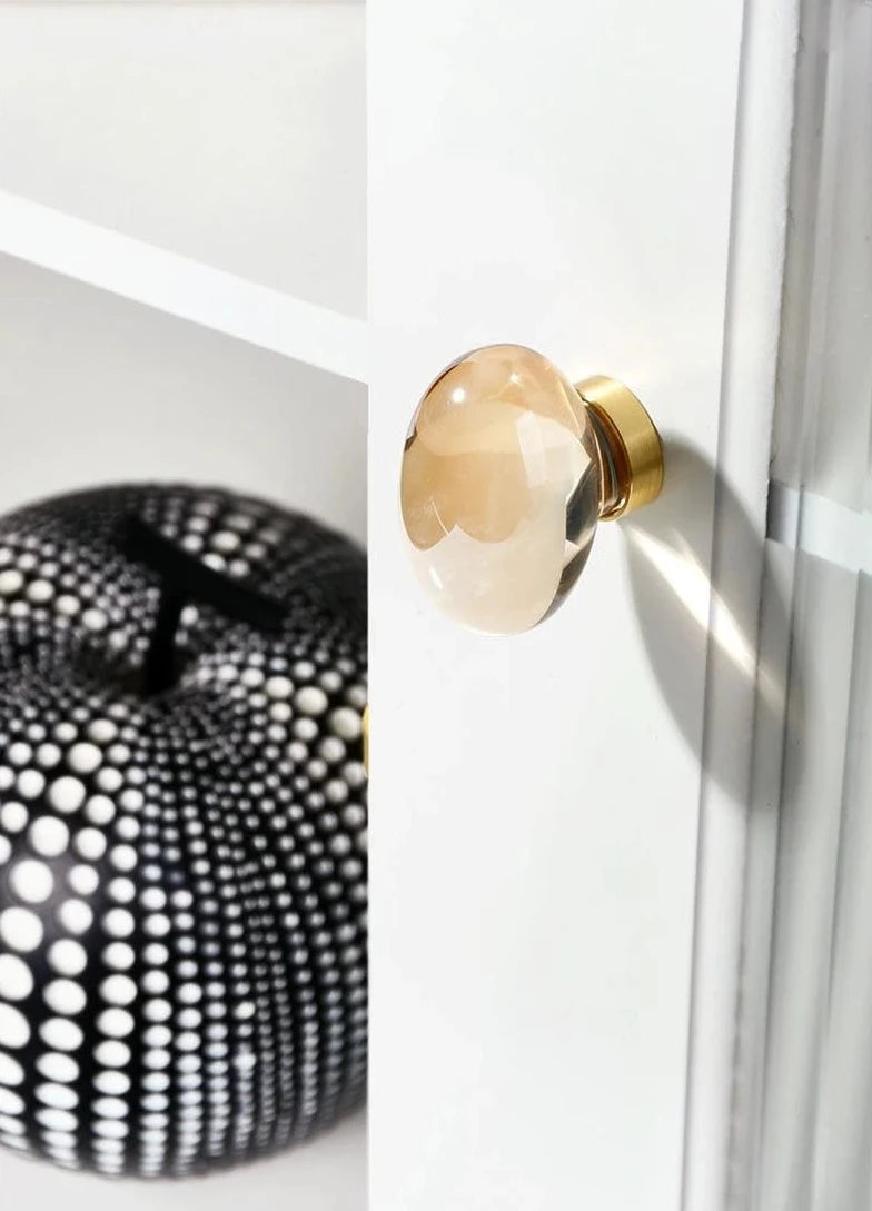 Luxury Crystal and brass furniture door handle knob pull