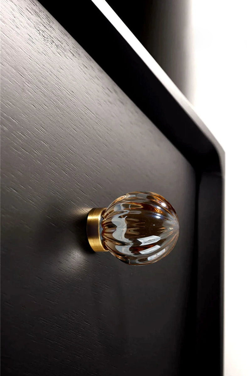 Luxury Crystal and brass furniture door handle knob pull