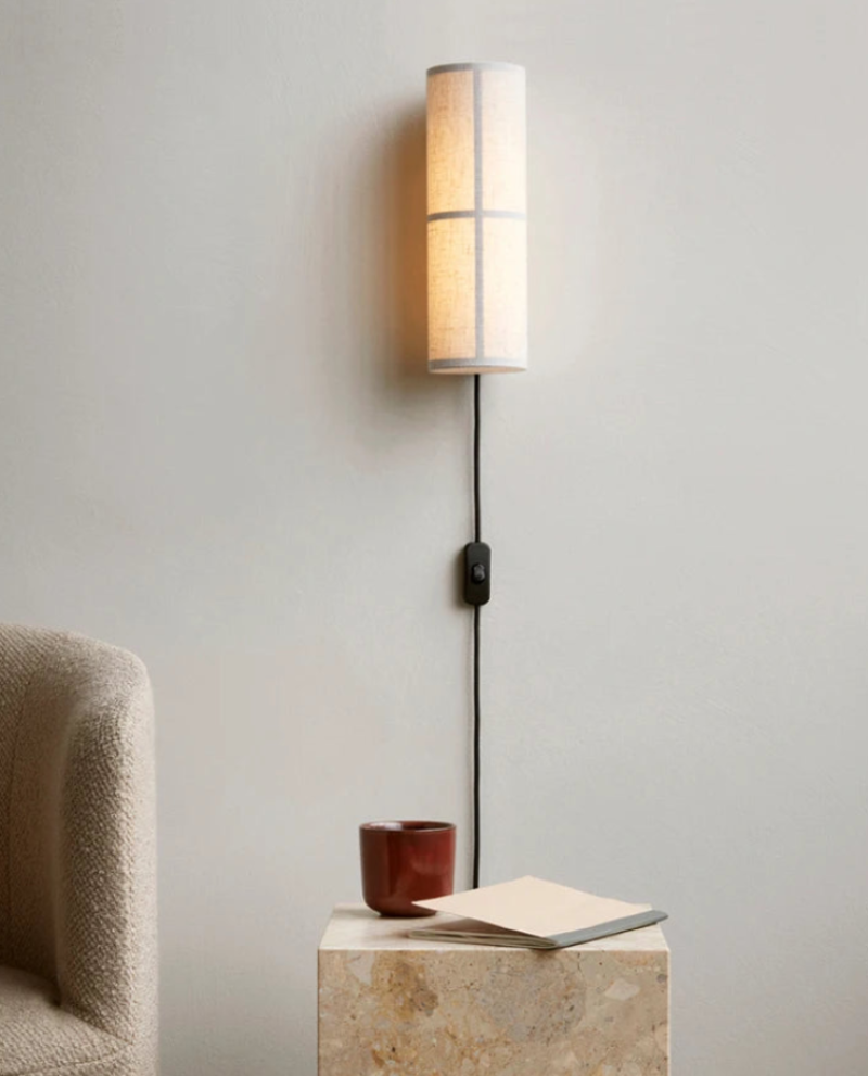 Woven fabric wall lamp linen lampshade for bedroom living room